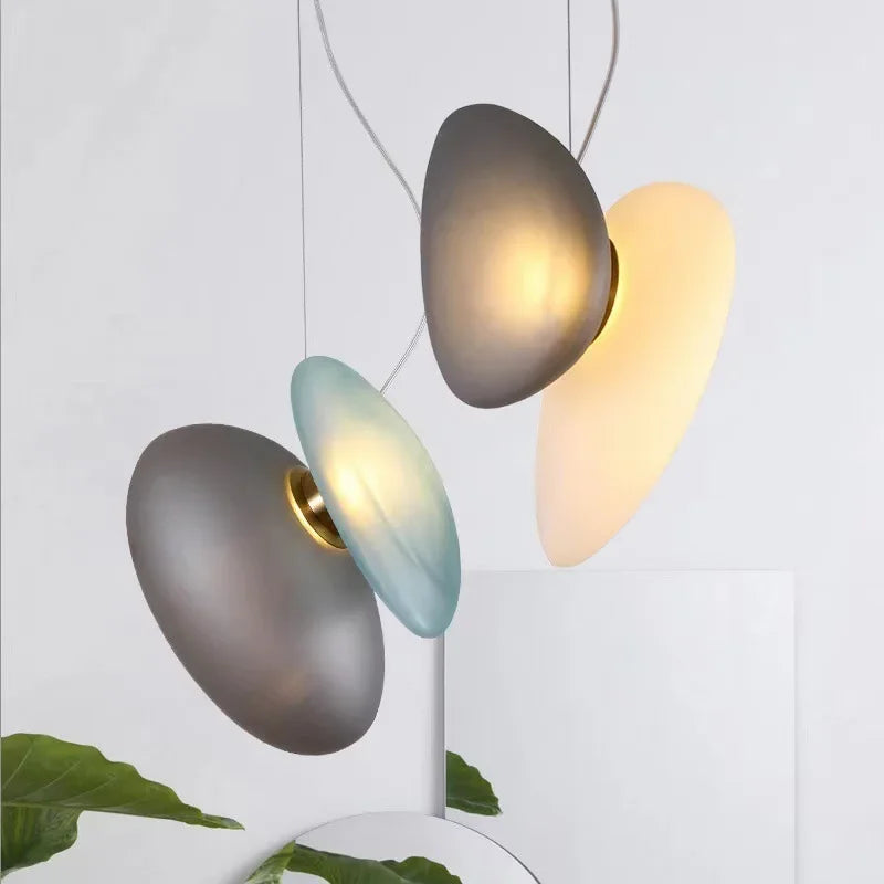 Nordic Creative Cobblestone Glass LED Pendant Chandelier for Restaurant Kitchen Bedroom Bedside Hotel Indoor Decor Lighting 2026