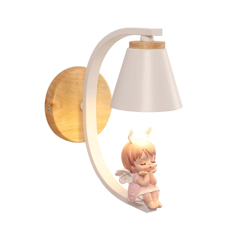 kindergarten cartoon Wall Lamps bedroom Led wall fixture lighting Wood E14 Down Iron Resin children light Bathroom mirror Light