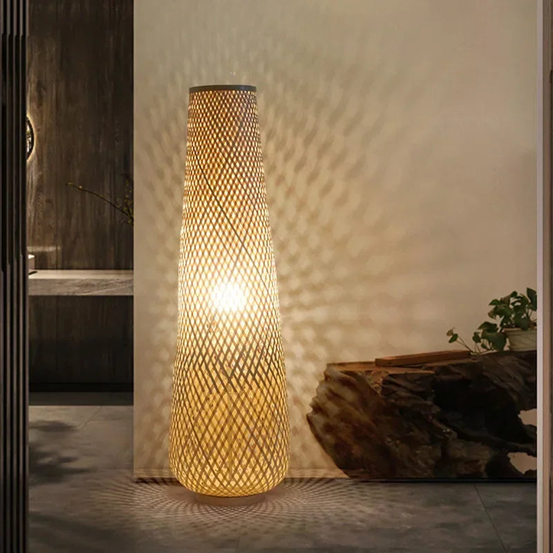 Japanese Style Floor Lamp Tea Room Zen Bamboo Creative Vertical Light Nordic Living Room Bedroom Ins Style Sofa Side Art Lights