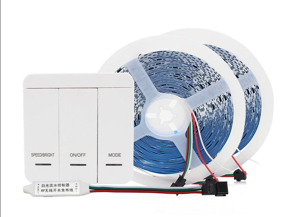 DC24V 10M WS2811 Horse Race LED Strip 2835 120Led/m Running Water Flowing Light with Wireless Controller Cool Natural Warm White