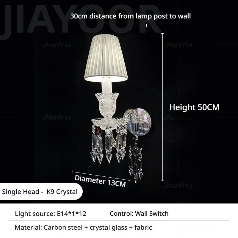 Luxury Crystal LED Wall Lamp - Modern Sconce Light Fixture for Villa Living Room Background, Bedroom Bedside & Home Decor