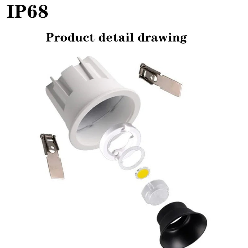 IP68 Outdoor waterproof spotlights 9W-70W embedded LED downlights AC-85-265V Bathroom Kitchen balcony shopping mall interior