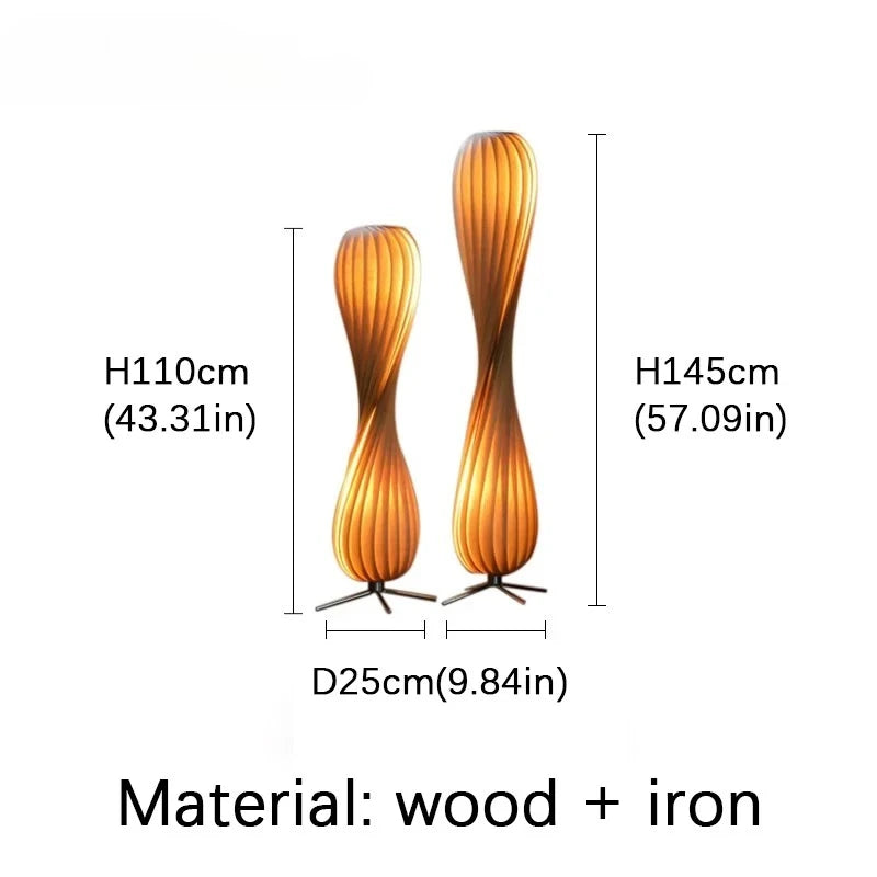 Light Luxury Wooden Curved Shade Floor Lamp Modern Standing Lamp for Living Room Bedroom Entryway Home Interior Decor Lighting