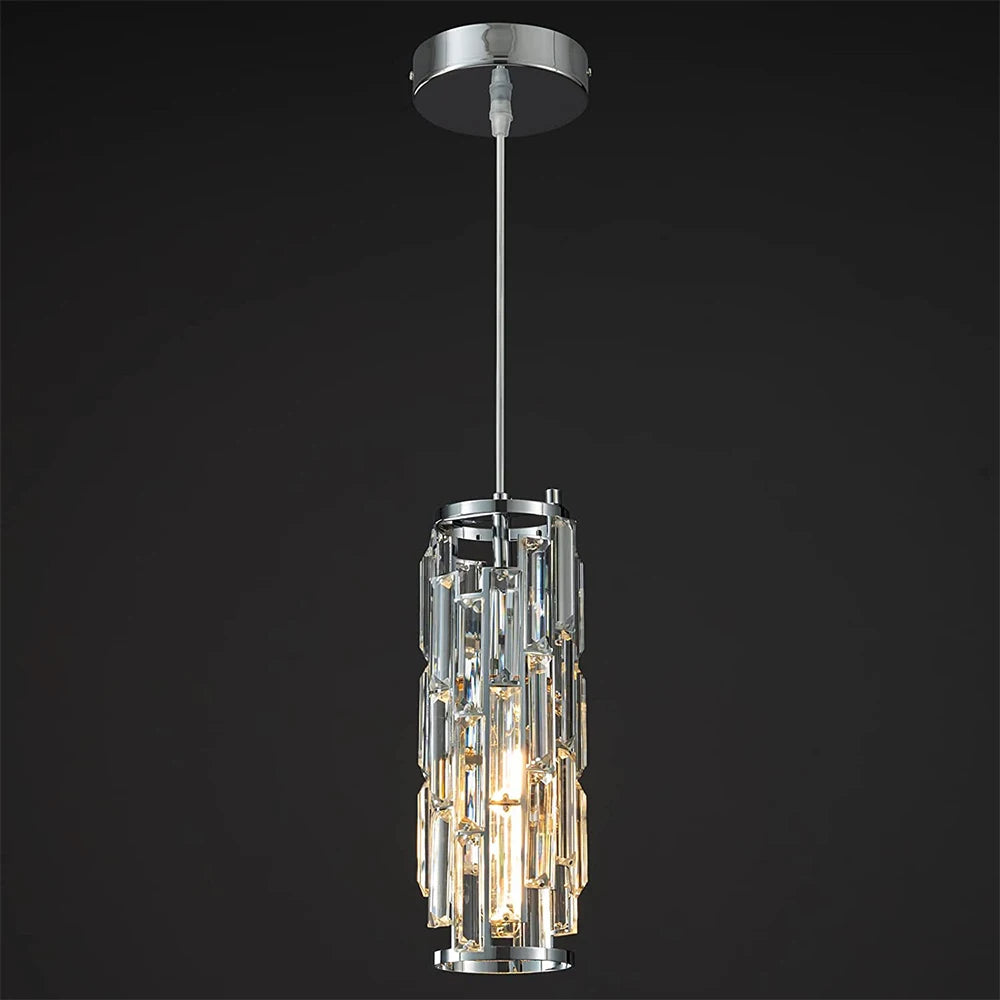 Modern Pendant Light Mini Crystal Chandeliers Adjustable Fixture for Kitchen Island Dinning Room Bedroom Black Chrome 3-Light