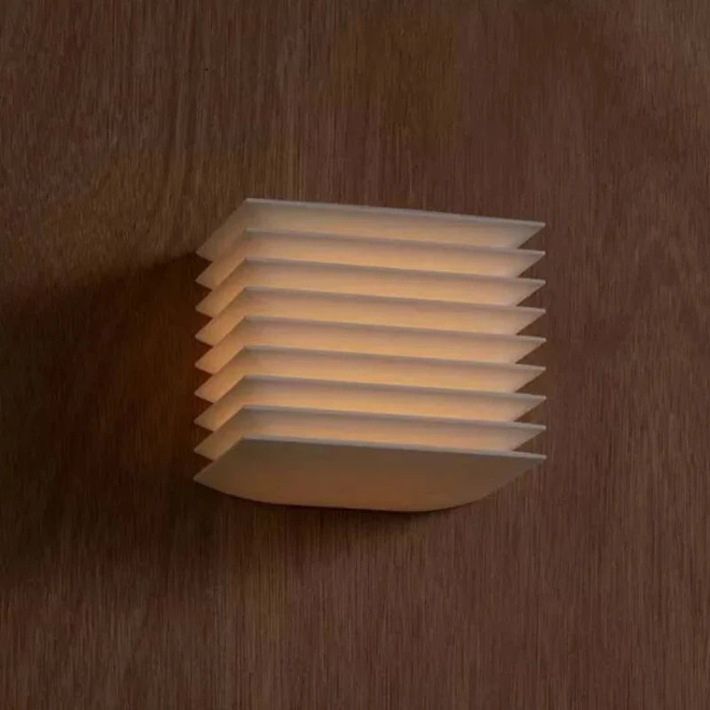 Japanese retro wall lamp square bedroom Wabi Sabi Style wall light louvered living room staircase Corridor decor Indoor Lighting