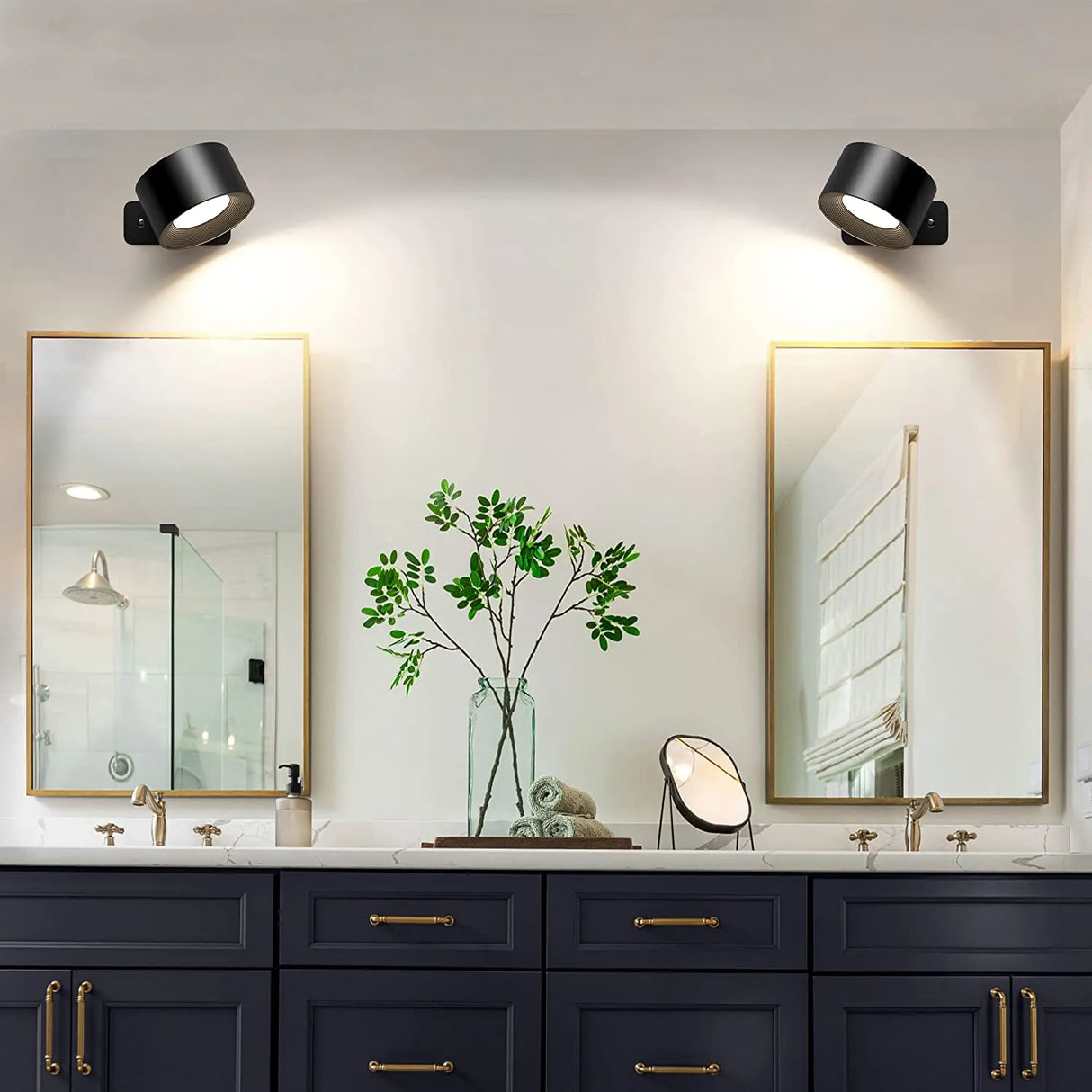 LED Wall Sconces light, 3 Brightness Levels 3 Color Modes Wall Lights, 2000mAh Battery Operated 360° Rotatable Touch Control