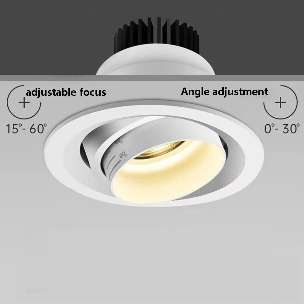 LED Recessed Spotlight Commercial Lighting Downlight Telescopic Focusing Spotlight Home Living Room COB Spotlight