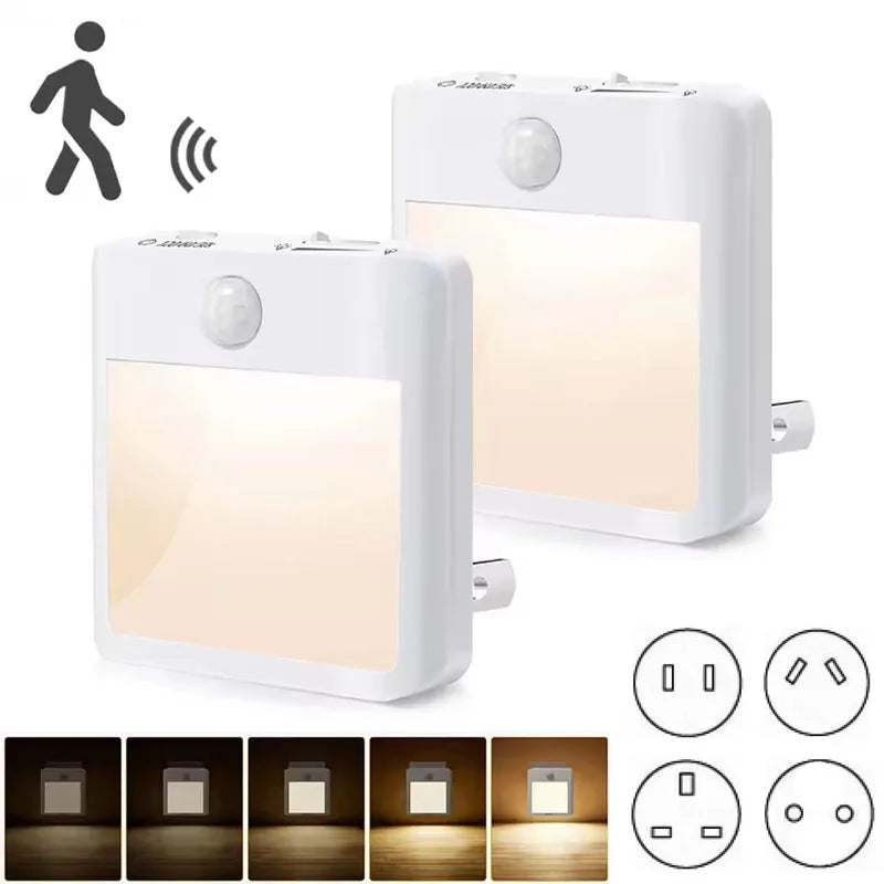 Plug-in LED Motion Sensor Night Light - EU/US/UK/AU - Dusk to Dawn Sensor