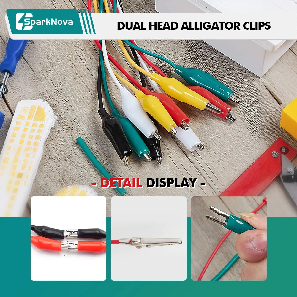 10PCS 28 35 45mm Alligator Clips Double Head Test Leads 50CM Jumper Wires Electrical DIY Crocodile Clips for Electronics Battery