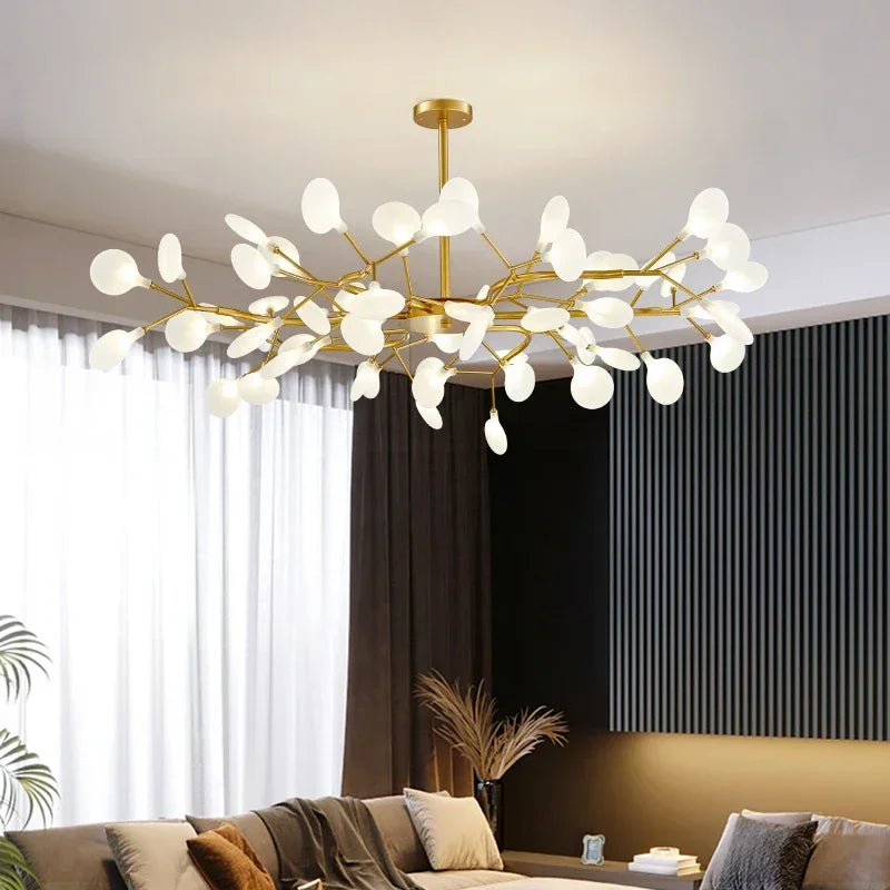 Modern Firefly Black Gold LED Chandelier for Living Room Lustre Bedroom Home Decor Indoor Light Minimalist Ceiling Pendant Lamp