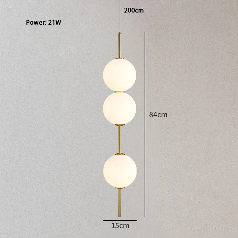 Nordic Glass Ball LED Pendant Lights Bedroom Bedside Hanging Lights Fixture Long Design Lighting Nordic Ceiling Chandeliers