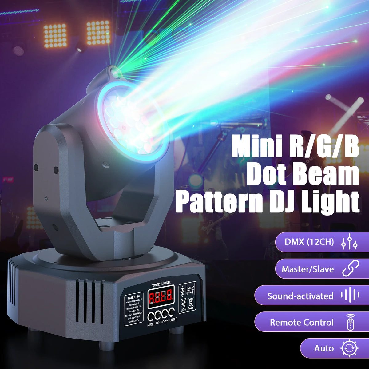 Mini 30W RGB Beam Pattern Moving Head Light - DMX & Sound-Activated Strobe Stage Light for DJ, Disco, Party & Christmas