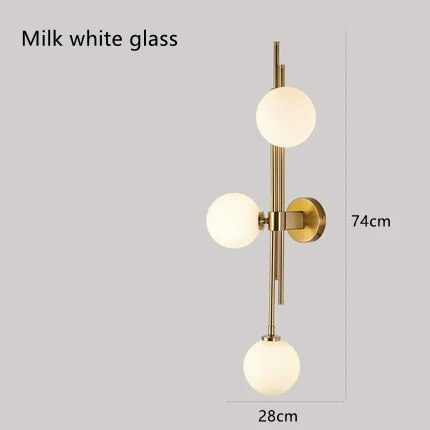 3 Heads Blue Glass Ball Postmodern Wall Lamp For Bathroom Living Room Bedside Sconce Light Fixtures House Decoration Lighting
