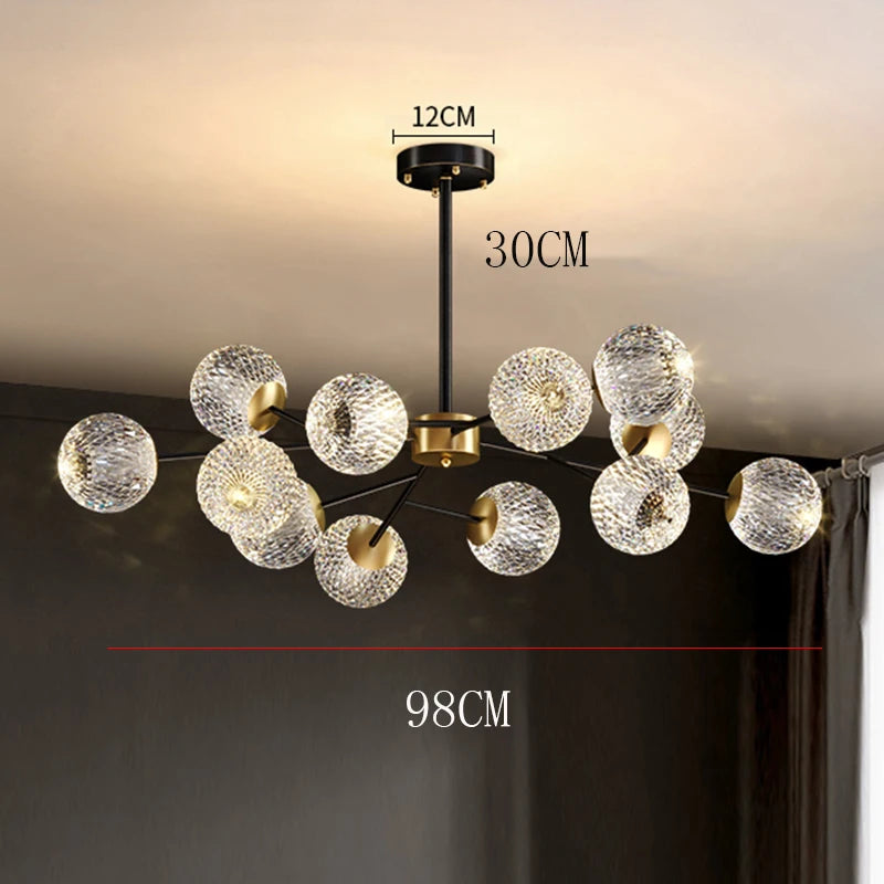 2026 for Nordic LED crystal spherical ceiling chandelier for dining living room bedroom luxury main light simple indoor