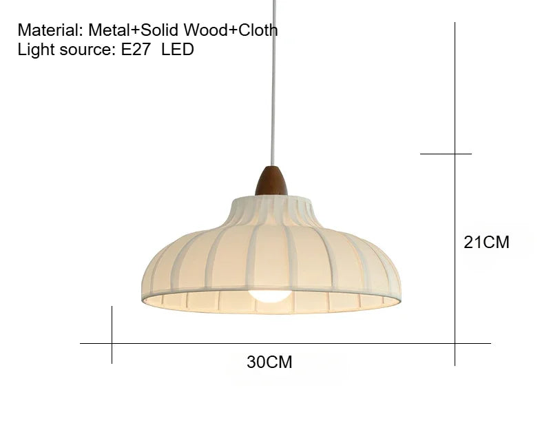 Japanese Style Fabric Pendant Light Chandelier - Minimalist Cloth Hanging Ceiling Lamp Fixture for Dining Table, Restaurant, Shop & Apartment Living Room