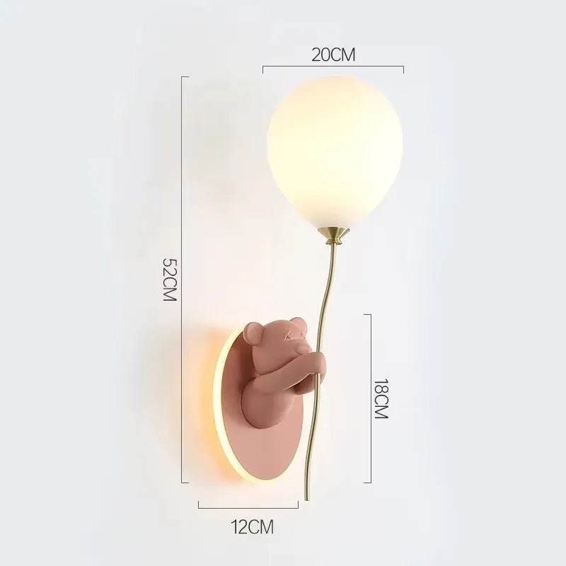 Creative Cartoon Balloon Wall Lamp - Pink & White Princess Room LED Light