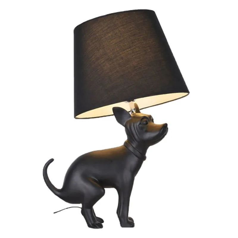 Designer Modern Black Resin Dog Floor Lamps Fabric Lampshade LED E27 Standing Light Living Room Restaurant Bedroom Kitchen Cafe