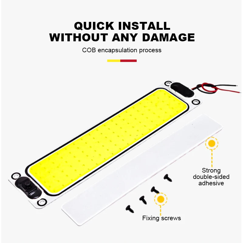 12-24V LED Car Interior Light Bar - Ceiling Reading Lamp with On/Off Switch