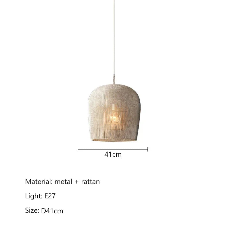 Modern Creative Led Pendant Lamp Handmade Rattan Bedside Dining Room Bar Chandelier Bedroom Bedside Lamp Hanging Light Fixture