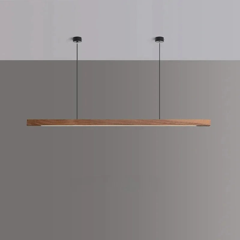 Solid Wood Long LED Pendant Light Modern Minimalist Dining Room Bedroom Living Room Front Desk Decorative Lighting Fixtures