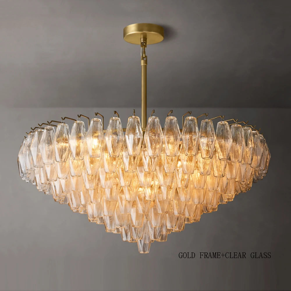 Postmodern Rhomboid Glass Pendant Ceiling Lights 2026 Copper Bronze Home Decoration Chandelier Lighting for Bedroom Living Room