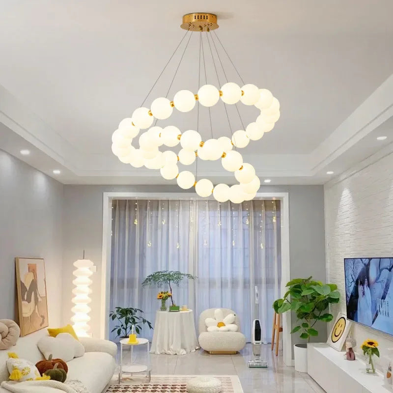 Modern Nordic Classic LED Pendant Lights Pearl Necklace Decoration Indoor Chandelier for Dining Living Room