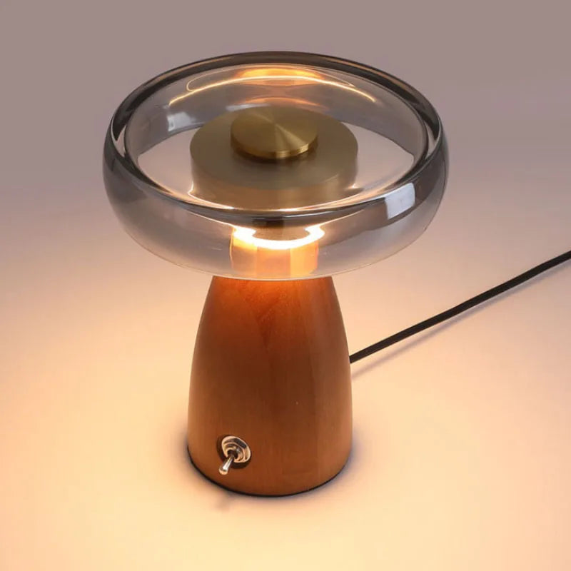 Nordic Wood Glass High-end LED Decoration Table Lamp With Plug Desk Light For Living Room Bedroom Study Lighting Fixtures