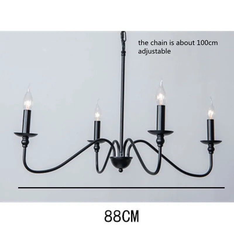 Retro Loft Living Room Chandelier - Vintage American E14 Black & Gold Light
