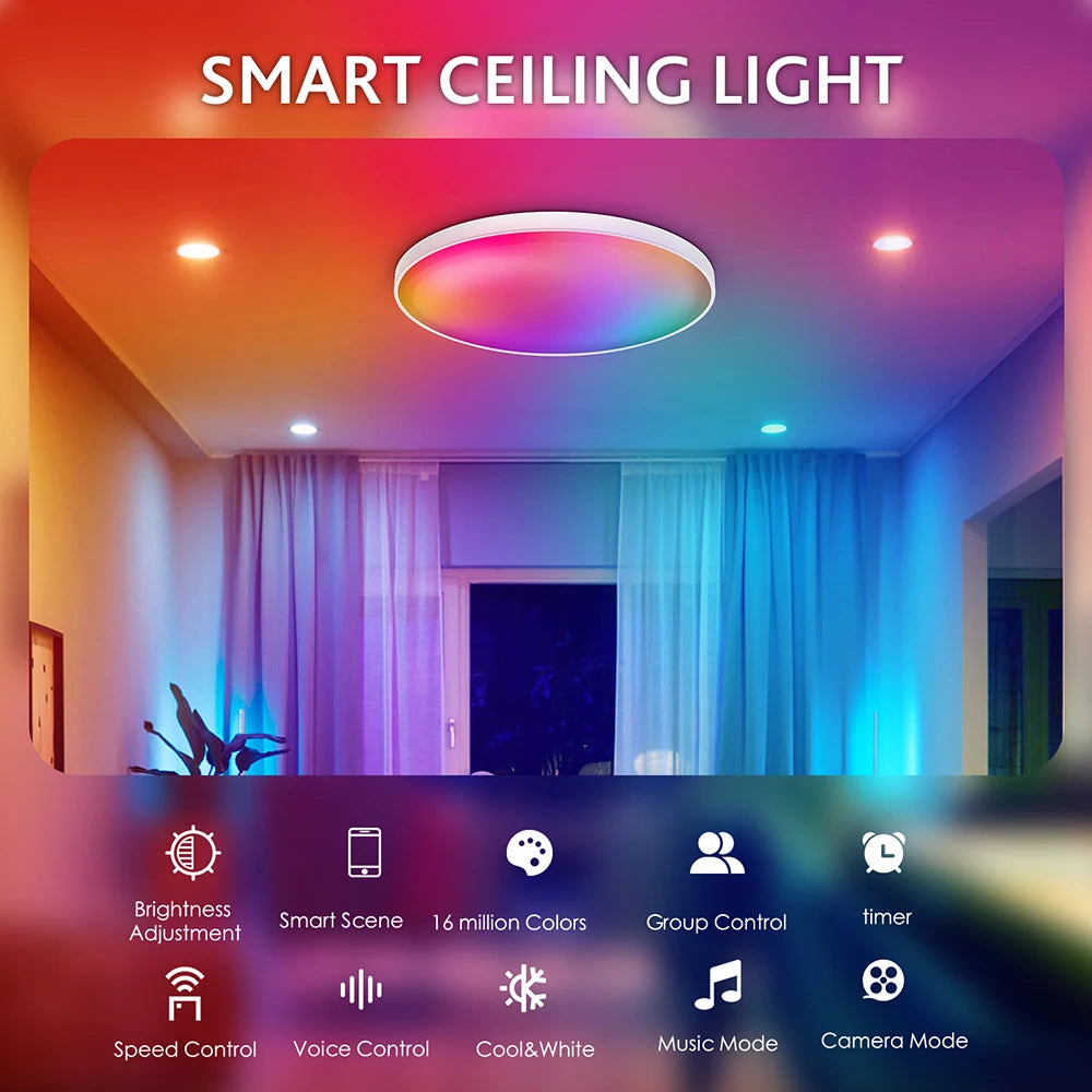 Smart RGBWW WiFi LED Ceiling Lamp - Magic Home App & Voice Control Lighting