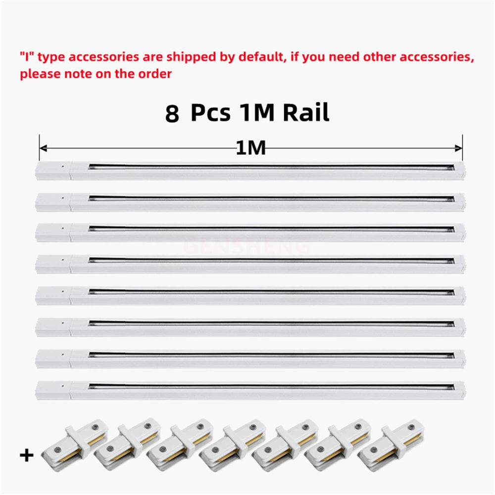 LED Track Light Rail 0.5M 1M Black White Aluminum 2 Wire System Track Light Series Universal Track for Ceiling Spot Lamps