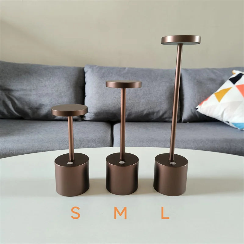 Golden Mini Aluminium Alloy Touch Dimmable Cordless Table Lamp With 5200ma Rechargeable Battery For Restaurant Hotel Ktv Bar