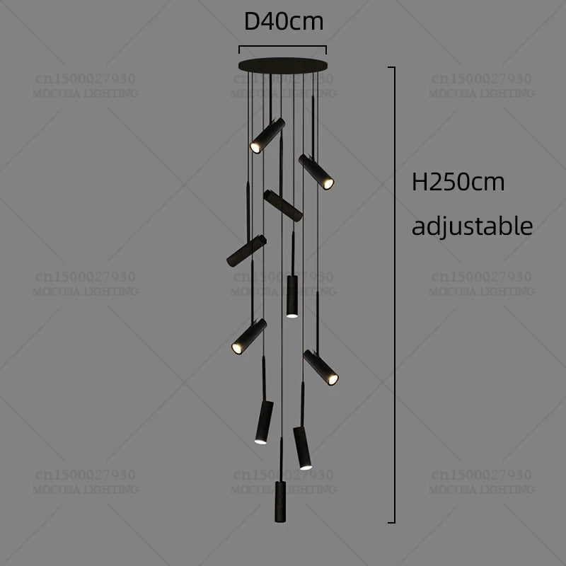 Nordic Modern LED Spotlight Staircase Chandelier Bedside Pendant Lamps Living Room Adjustable Angle Island Lights Designer Style