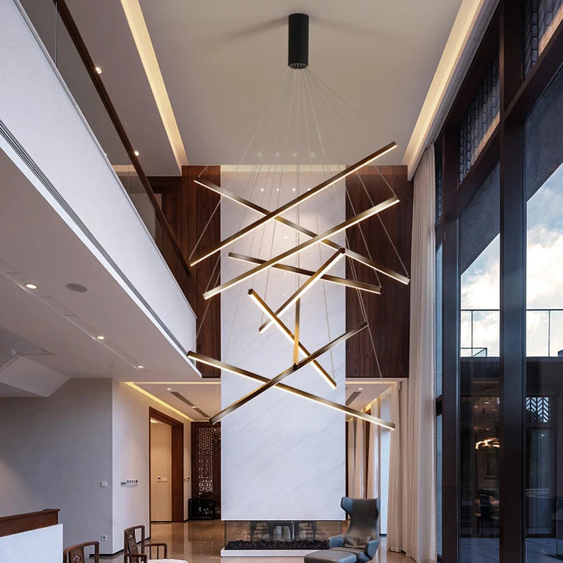 Modern Led Chandeliers Living Dining Room Kitchen Lighting Decor Lustre Pendant Lamp Indoor Duplex Hall Hanging Lights Fixture