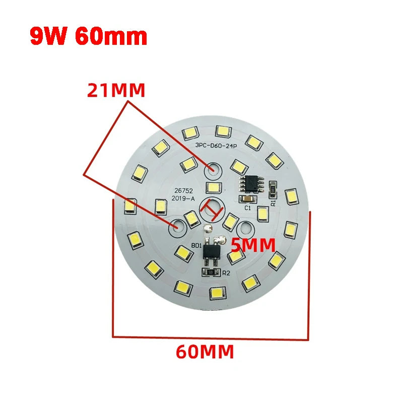 AC 220V Driver-free 2835 SMD Led Chip 3W - 18W 28mm - 120mm Lamp Light Board Bulb Round Light Source