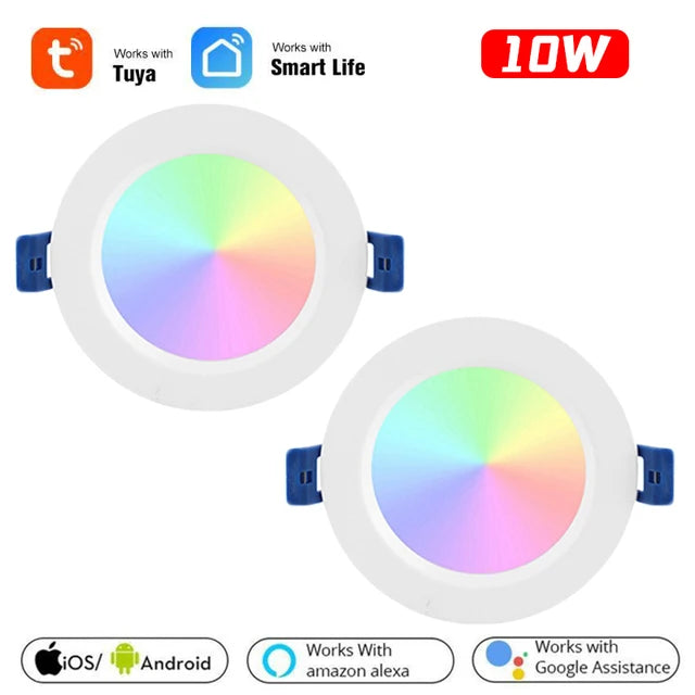 10W/12W Tuya Zig bee 3.0 Smart LED Downlight RGBCW 3.5/4 Inch Round Ceiling Lamp Indoor Spot Lighting Work With Alexa Google Home