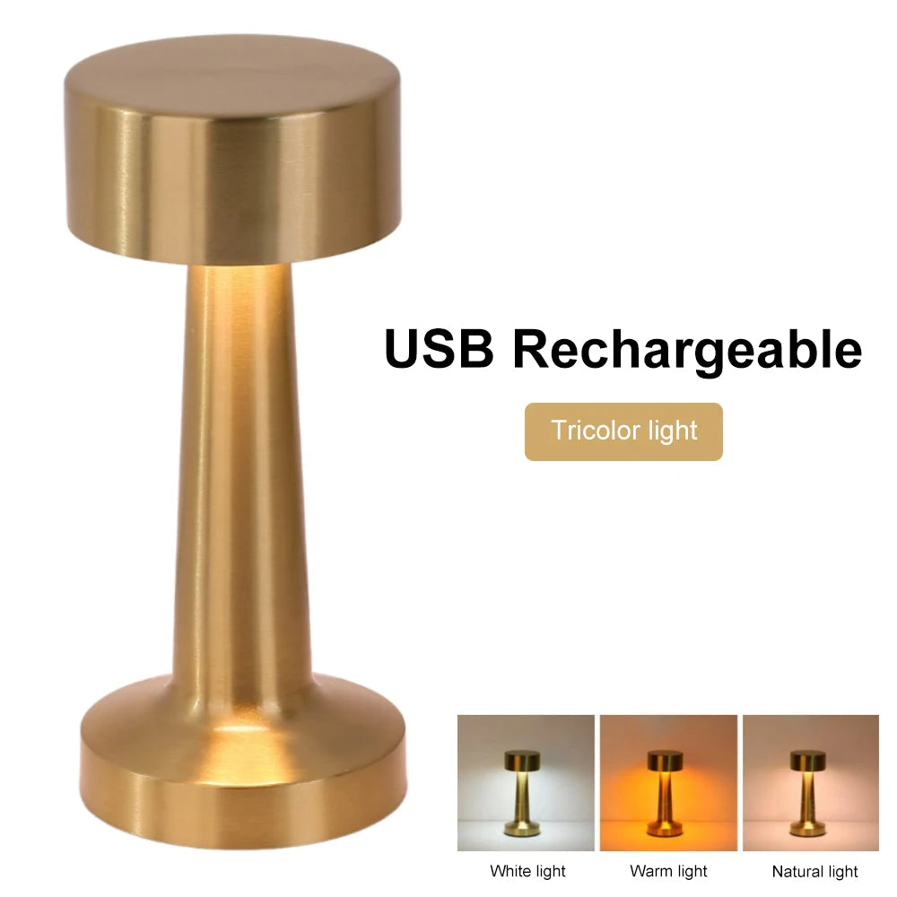 Retro Table Lamp Metal Touch Decors for Bar Coffee Table Restaurant Decoration Light Desk LED Rechargeable Night Lights Bedroom