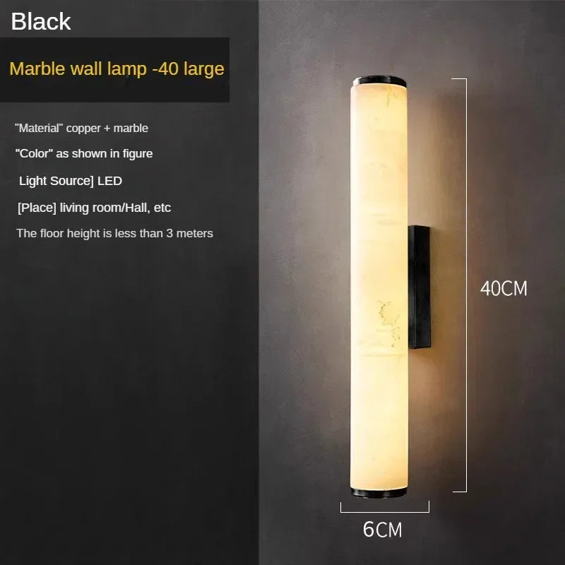 Nordic Lamps Long Stripes Minimalist All Copper Marble Wall Lamp Modern Lighting Luxury Living Room Bedroom Home Decor LED