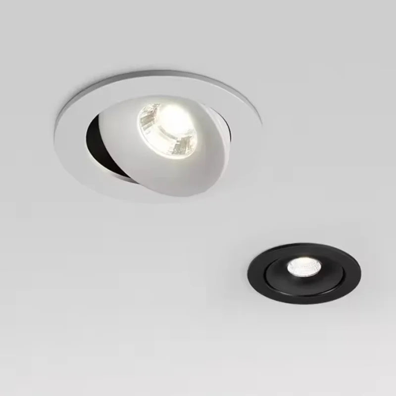 Adjustable Embedded LED Downlights COB Recessed Ceiling Lamp White/Black for Indoor Living Room AC110V/220V Dimmable 360°