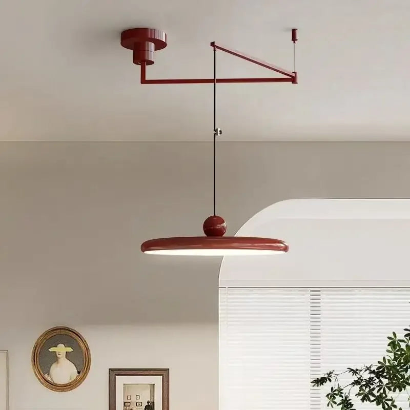 French Rocker arm Hanging Chandelier Light Fixture Folding LED Colorful Pendant Lamp for Living Room Dining Room Bedroom