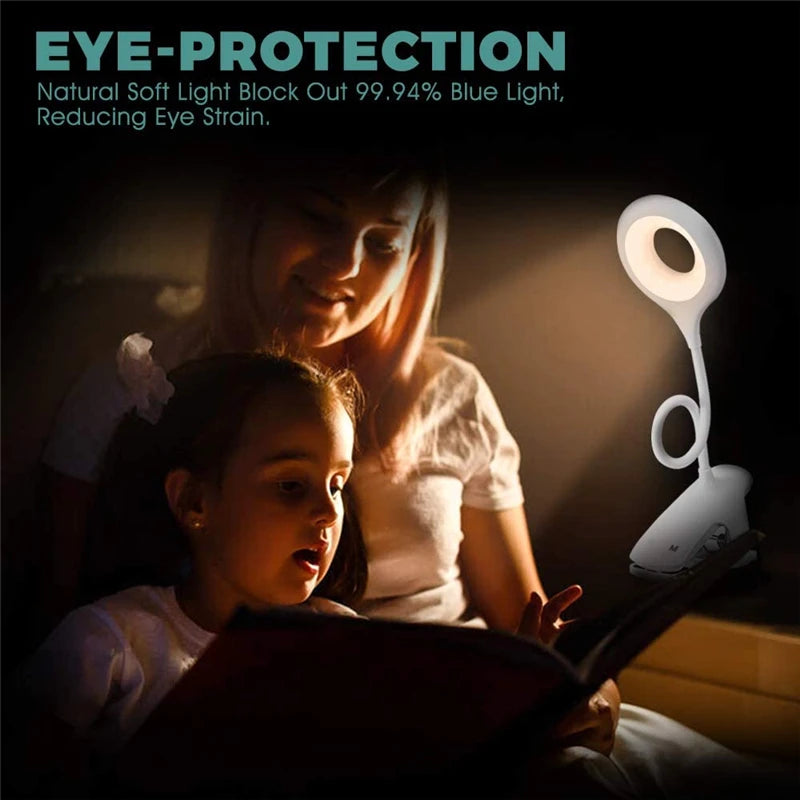 LED High Quality Book Light USB Rechargeable Eye Protect Reading Lamp Portable Desk Lamp Reading Light Clip Table Desk Lamp