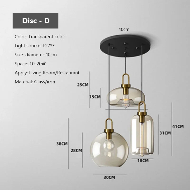 Nordic Single Head Glass Pendant Lamp - Creative Personality Restaurant Light