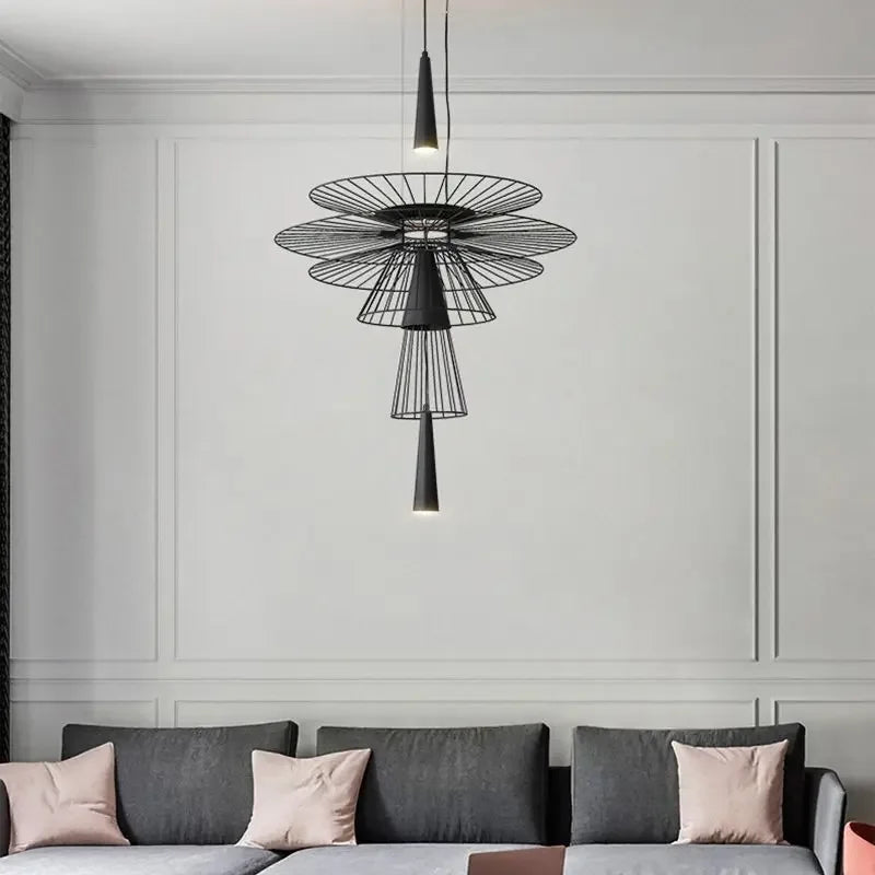 Modern Flying Saucer Hanging Lamps for Ceiling Luxury Metal Pendant Lights Restaurant INS LED Chandelier Loft Home Decorations