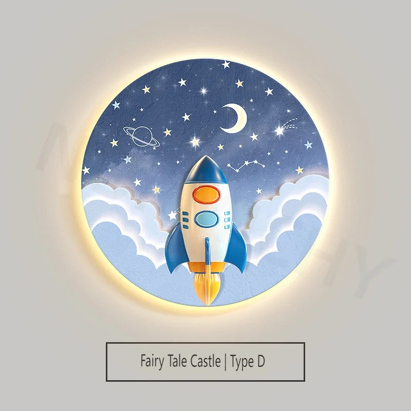 Children's Room Decoration Painting Wall Lamp Girls' Room Hanging Painting New Creative Cartoon Castle Lamp Painting bedroom LED