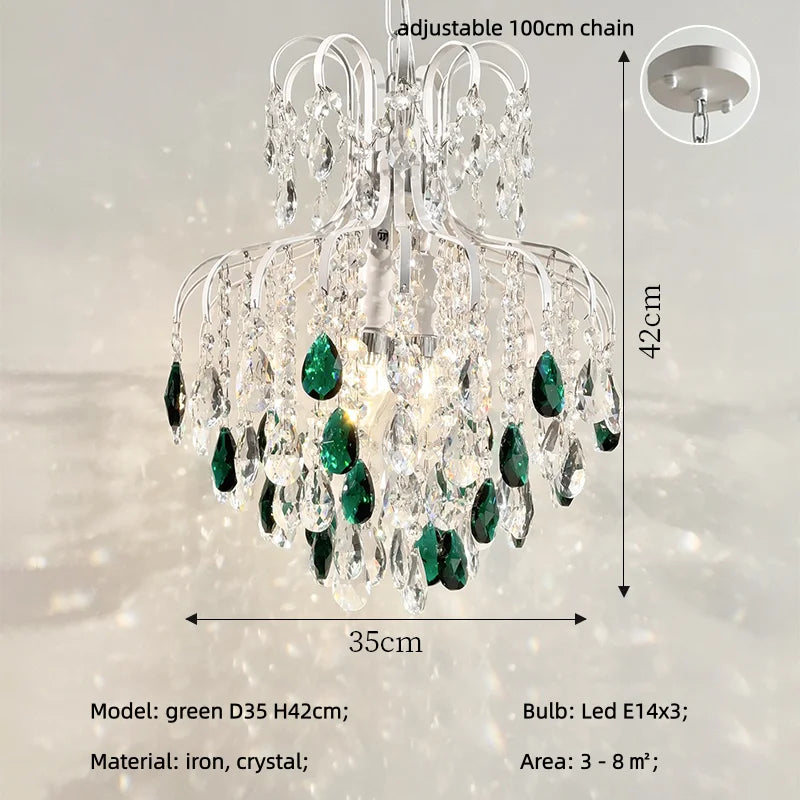 Modern Luxury Colorful Crystal Bedside Led Pendant Lights Home Decor Bedroom E14 Suspend Lamp Bar Hanging Lamp Led Luminarias