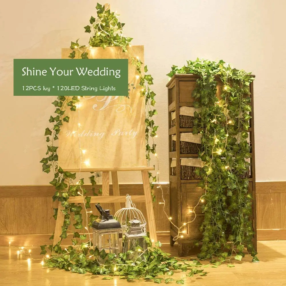 2/5/10M Ivy String Lights 20/50/100 LEDs Solar Fairy Lamp 8 Modes Hanging String Light for Garden Wedding Party Christmas Decor