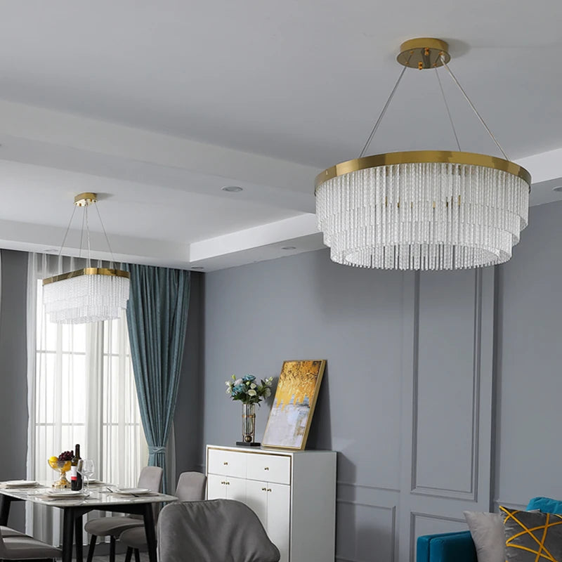 Post Modern Led Chandelier 2025 New Tassel Crystal Pendant Lamp American Luxurious Chandelier Home Decor Luster Lighting Fixture