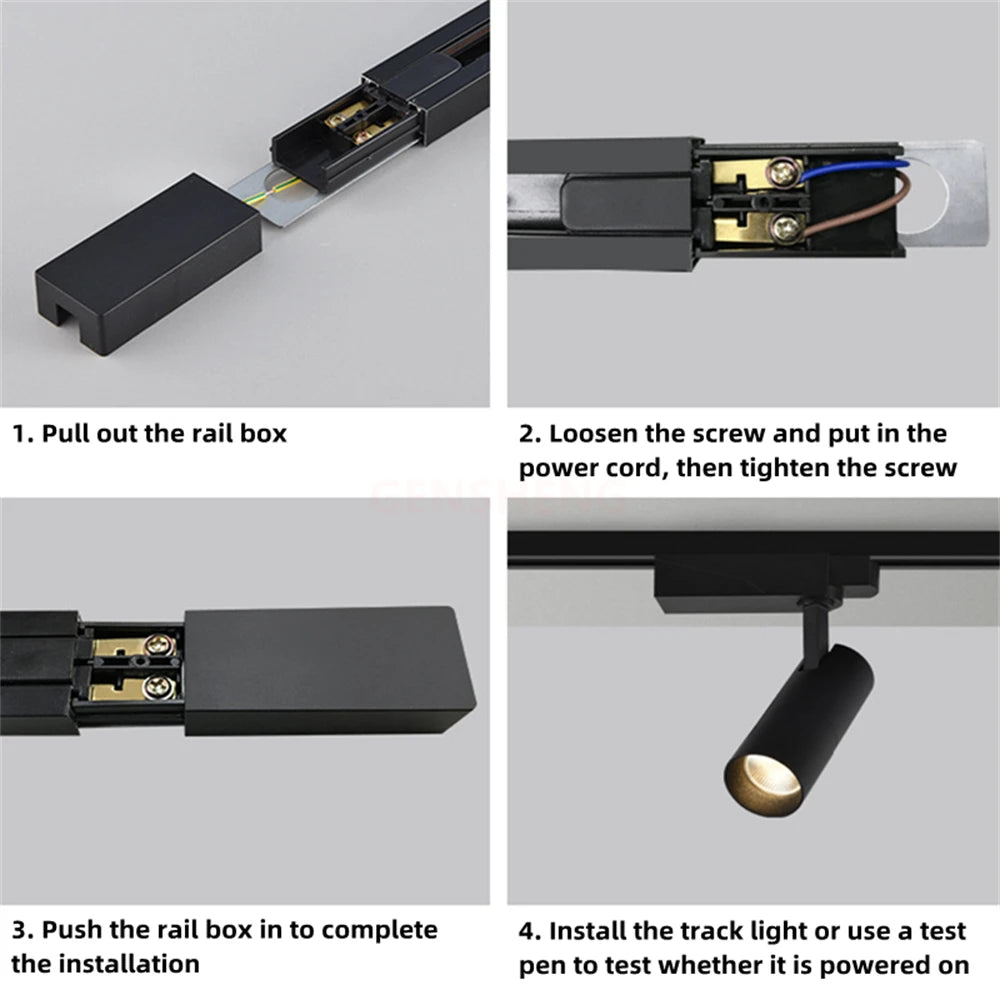 LED Track Light Rail 0.5M 1M Black White Aluminum 2 Wire System Track Light Series Universal Track for Ceiling Spot Lamps
