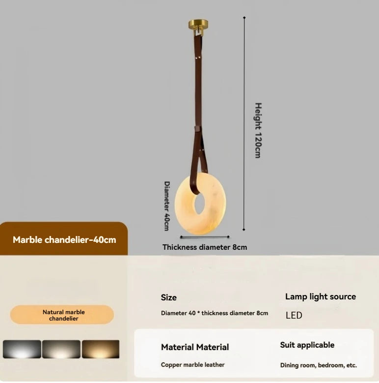 Spanish High-end Light Luxury Natural Marble Pendant Light Living Room Bedroom Background Wall Study Decoration Pendant Light