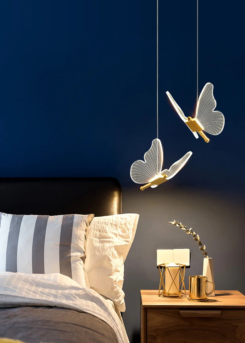 LED Pendant Light Fixture Butterfly Hanging Lamps For Ceiling Kitchen Bedside Living Room Decor Pendant Lamp