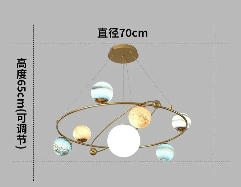 Nordic Planet Chandelier Ceiling Simple Living Room LED Pendant Lights Creative Moon Lamp Earth Children's Bedroom Hanging Light